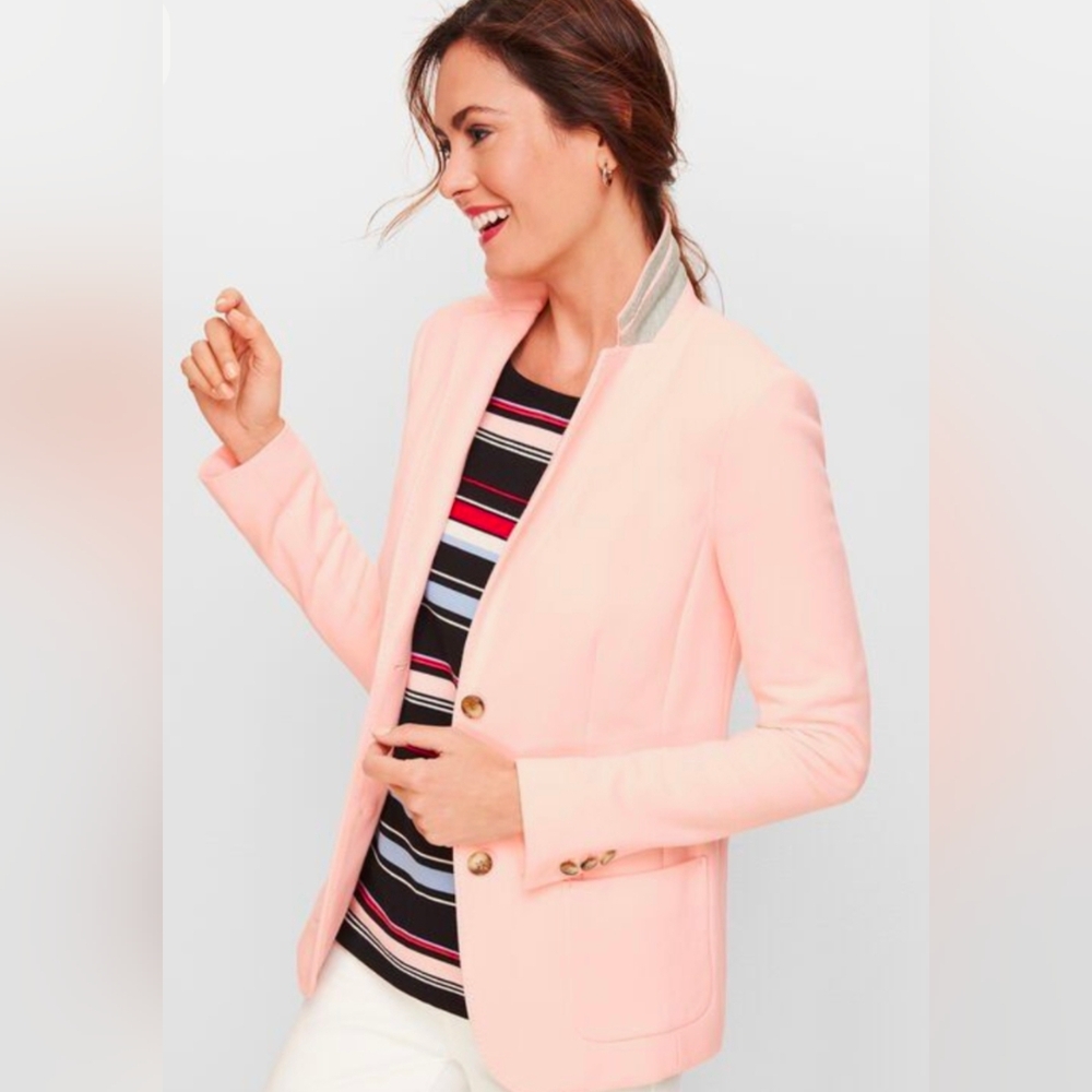 TALBOTS Women's 24W Aberdeen Soft Pink Knit Blazer